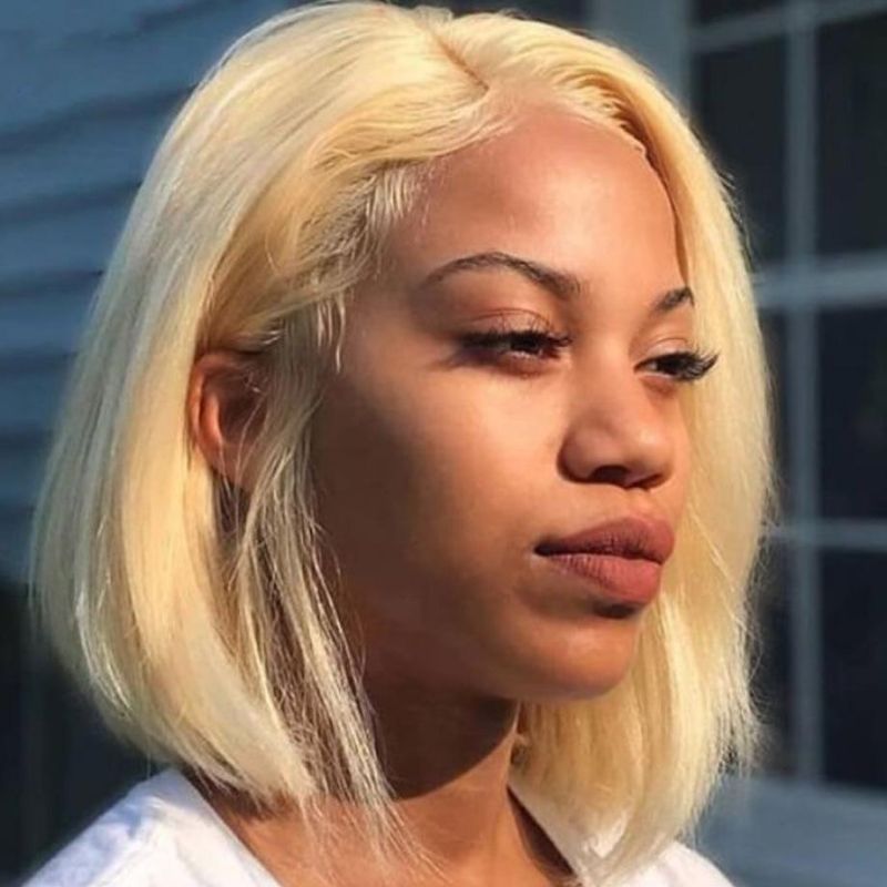 Brazilian 13X4 Blonde Lace Front Wig 613 Short Bob Lace Front Human Hair Wigs Transparent Lace Front Wig
