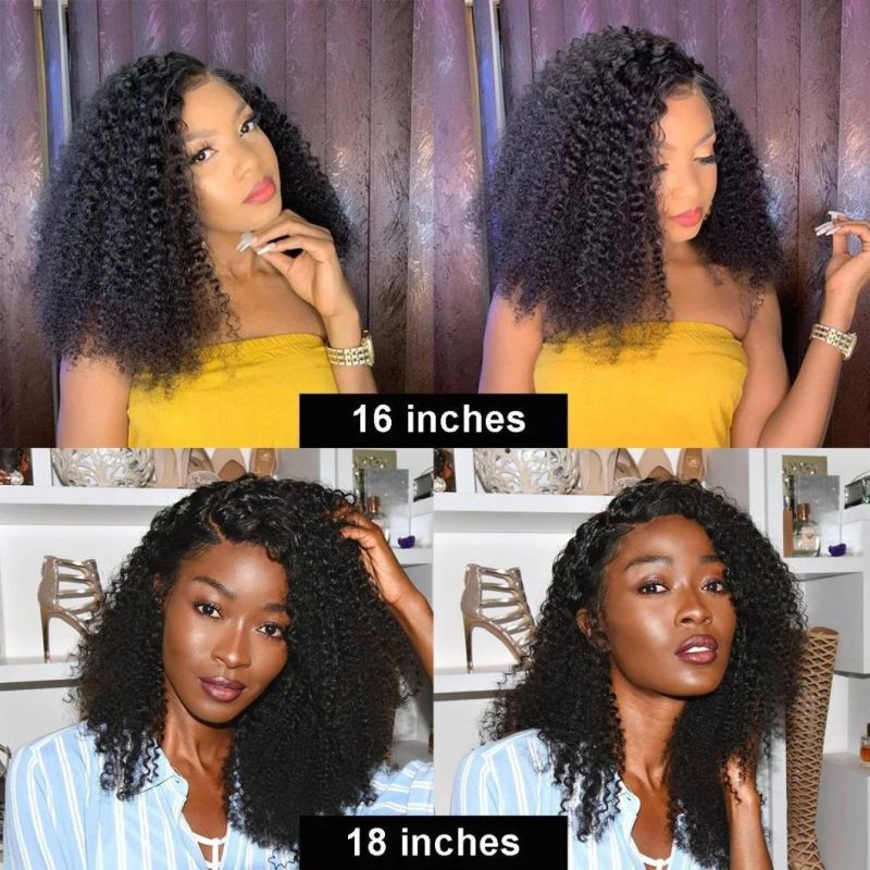 Kinky Curly Short Wig Human Hair Side Part Lace Front Wigs 180% Density