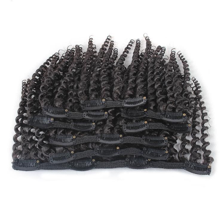 Afro Kinky 4A Curly Remy Brazilian Virgin Hair Clip in Hair Extensions 8PCS/Set