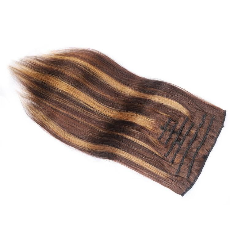 Silky Straight Virgin Remy Human Hair Clip in Hair Extension #P4/27