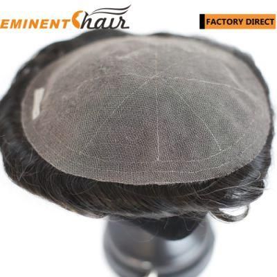 Human Hair Men&prime;s Lace Toupee