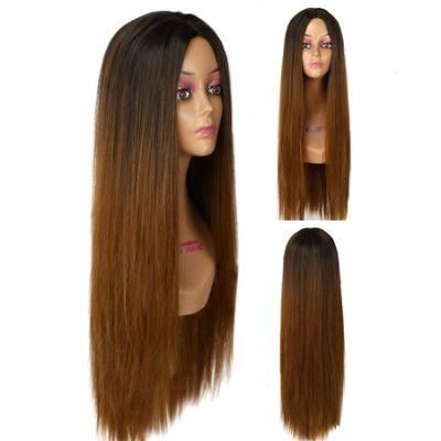 Long Straight Wig Synthetic Natural Looking Hair 28&prime; &prime; 265g Machine Made Cosplay Party Daily Use