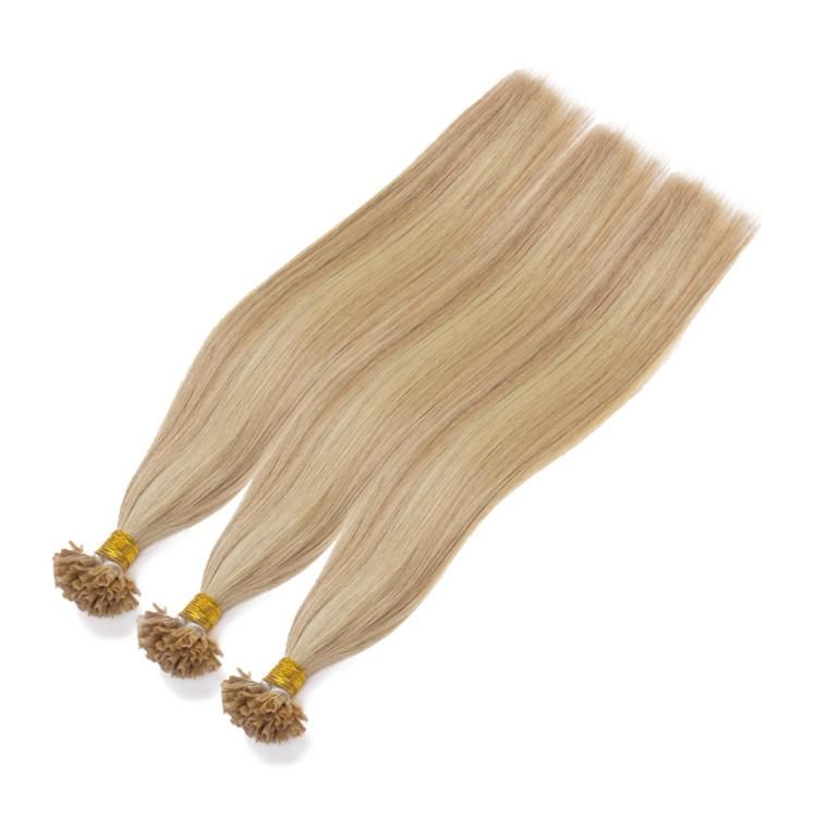 Kaki Hair Brazilian Hair Extension Double Drawn Flat Tip 100% Human U Tip Hair Extensions