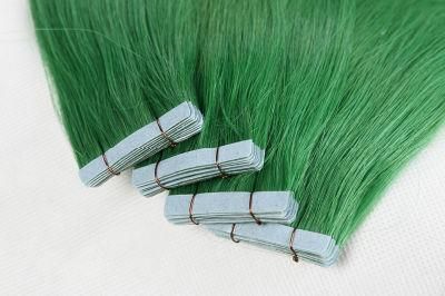 Wholesale Remy Tape Hair Extensions Silky 16inch Green Color
