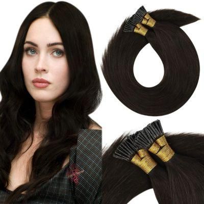 I Tip Hair Extensions, Pre Bonded Prfessional Brown Human Hair #2 Darkest Brown I Tip Remy Human Hair Extensions, 16inch, 50g Per Pack