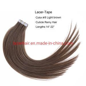 #8 Light Brown Virgin Hair Double Side Tape Hair Extension PU Tape Human Hair Extension (AV-TP14-6/60)