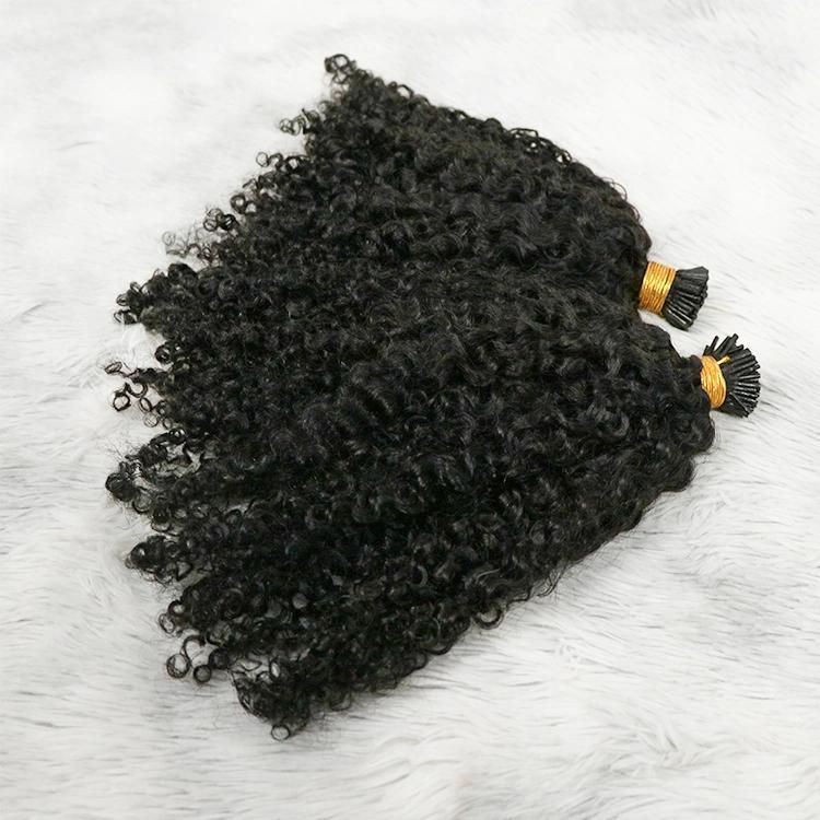 Wholesale Kinky Curly Remy Human Hair I Tip Hair Extensions