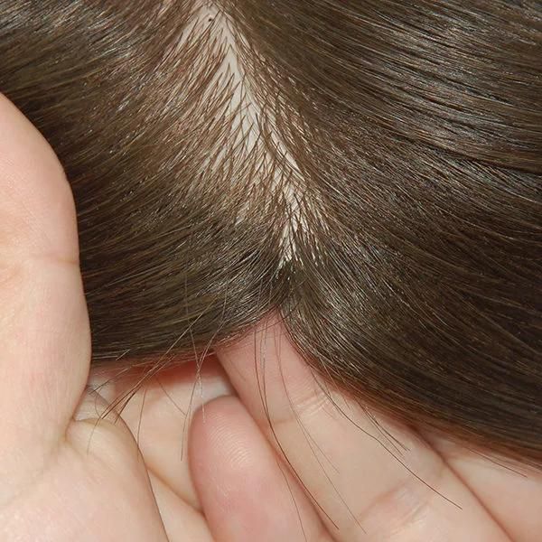 Injected Silicone Base Top Quality Natural Human Hair Toupee