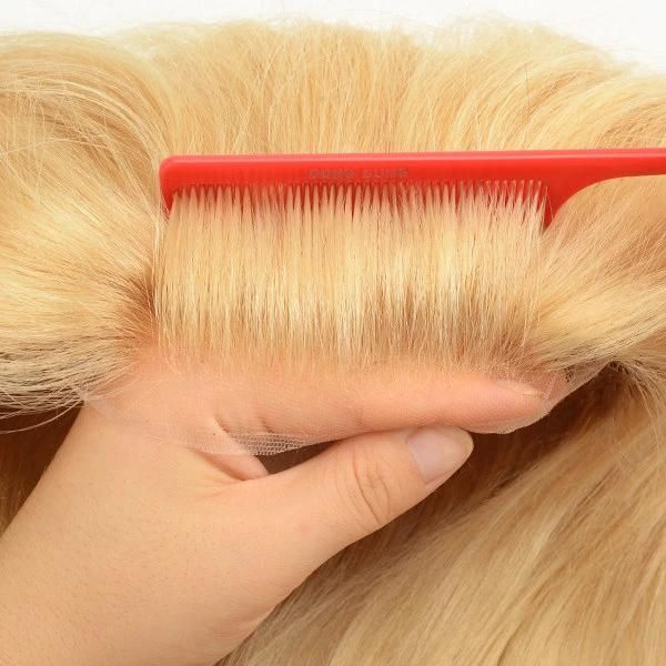 Women’ S Natural Hair Toupee French Lace with Clear PU Back Sides Q6 613 Blond Long Hair