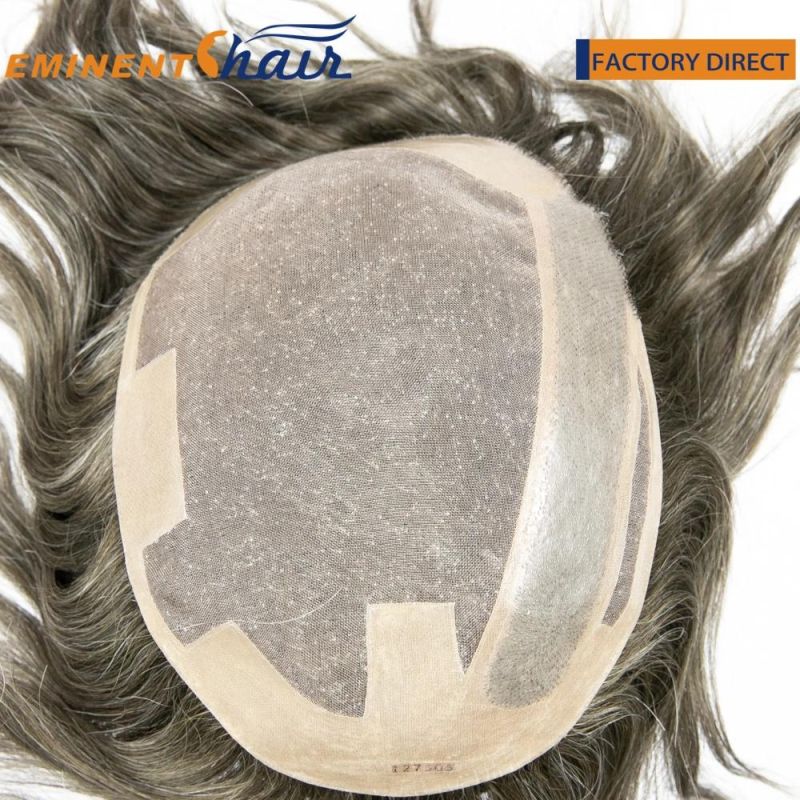 Undervent Fine Mono with PU Edge Toupee Custom Men′ S Wig
