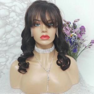 Fashion Loose Wave Lace Front Wig with Bangs Pre Plucked Loose Wave Human Hair Wigs