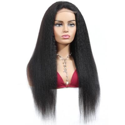 Kinky Straight 13X6 Lace Front Human Hair Wigs for Women 180% Density Yaki Brazilian Short Bob Wig Black Full Remy Hair Wig