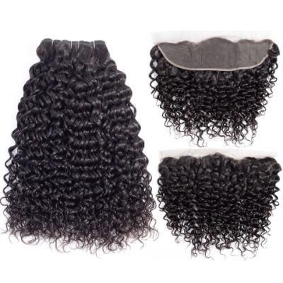 Italy Curly 100% Virgin Human Hair Lace Closure Frontal with Bundles