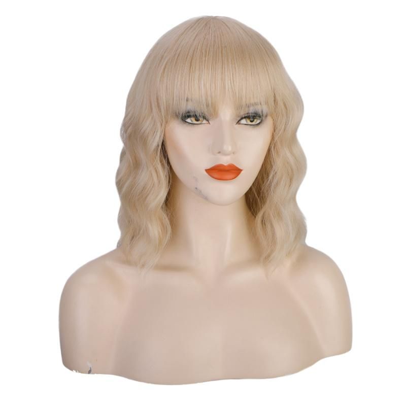 Kakifashion China Hair 613# Color Short Wave Bob Wig with Neat Bangs for Black and White Women for Cosplay Party
