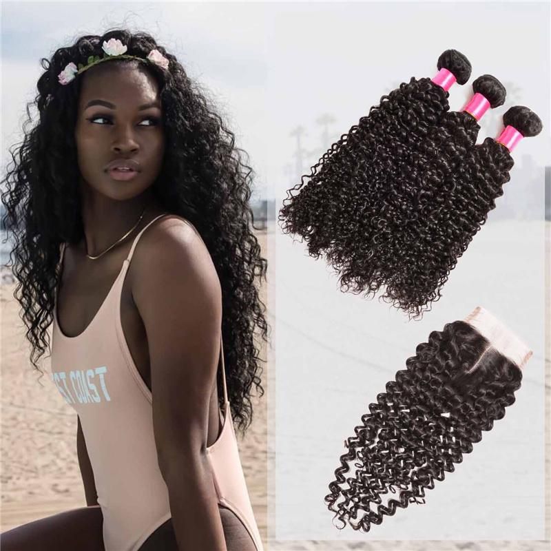 Free Sample Cuticle Aligned Raw Virgin Hair Bundles with Closure