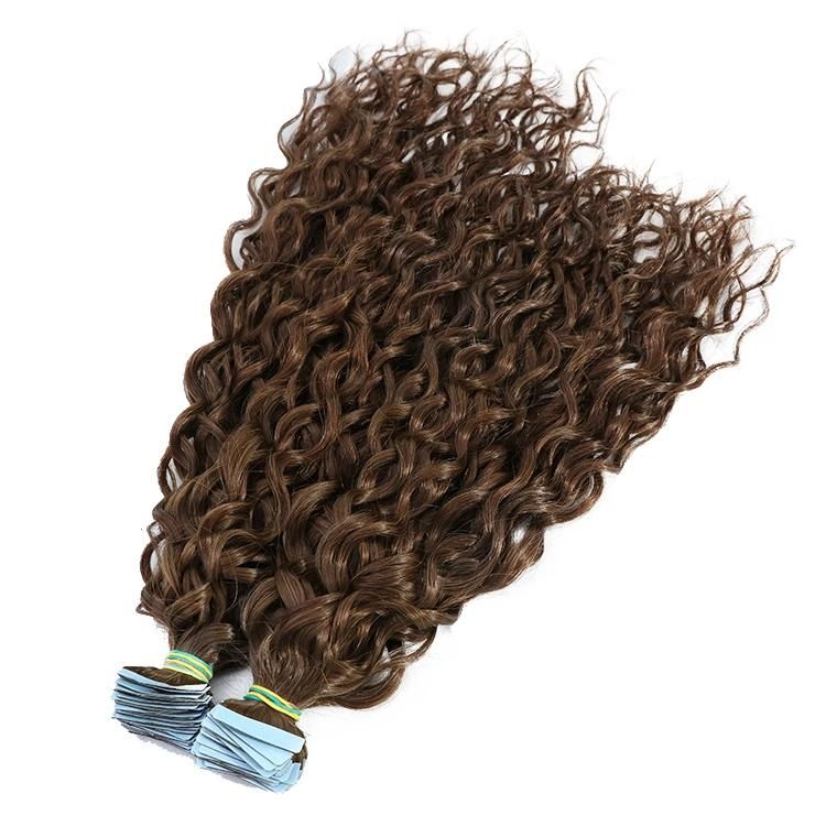 100 Raw Cuticle Aligned Deep Wave Tape in Hair Extensions 100% Human Hair