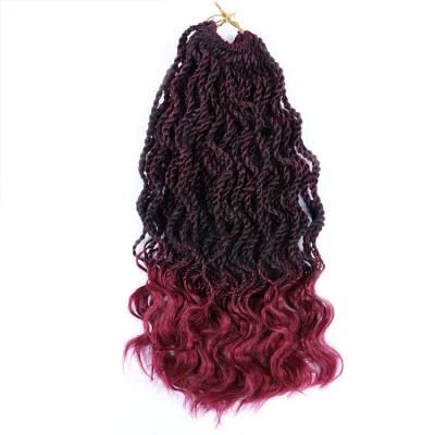 Wholesale Price Wavy Senegalese Twist Crochet Hair Curly Ends 14inch Braids Synthetic Hair Extension Small Mambo Twist Braiding