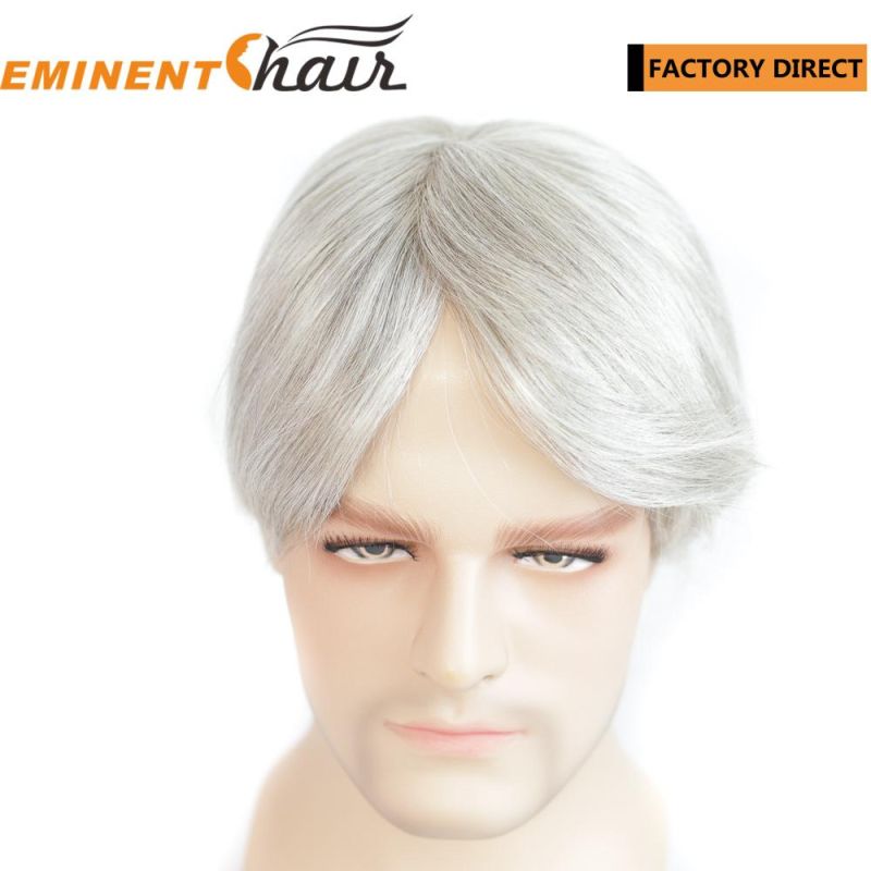 Natural Hair Men′s Lace Grey Hairpieces