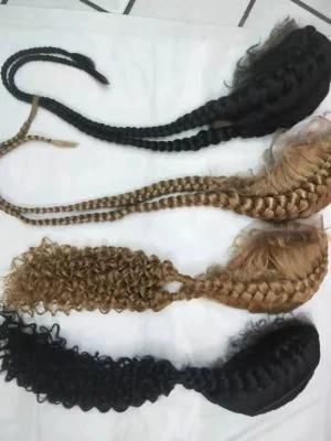 2021 Wholesale 2 Braids Hair Wig Lace Front Wigs Synthetic Hair