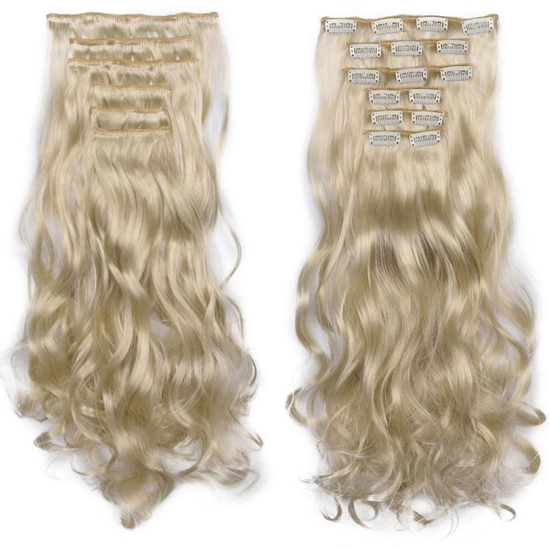 6PCS/Set 16 Clips in Hair Extension Natural Wavy Synthetic Heat Resistant Fiber Hairpieces