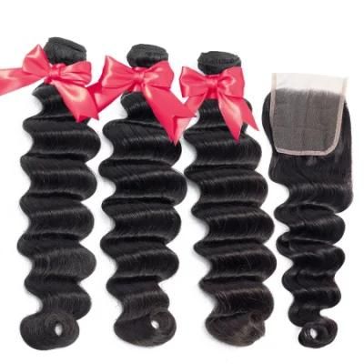 Wholesale Cheap Virgin Hair Loose Deep Wave 3 Bundles with Closure