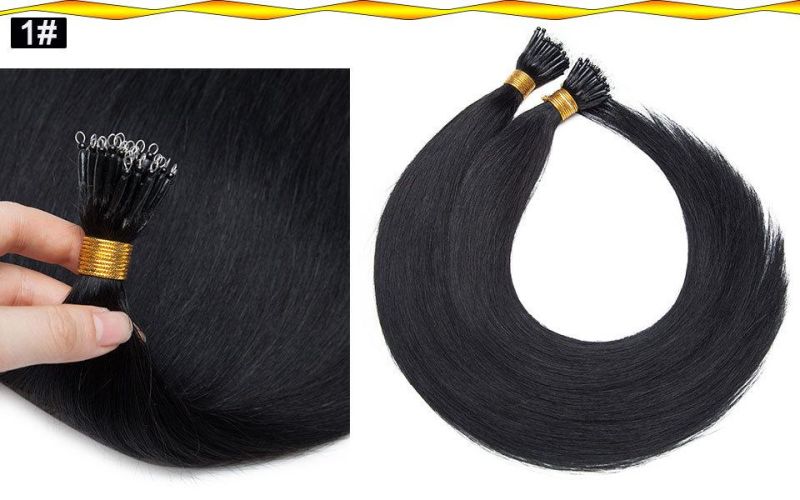 Real Human Hair Nano Ring Hair Extensions Machine Remy Pre-Bonded Straight Micro Beads Nano Tip