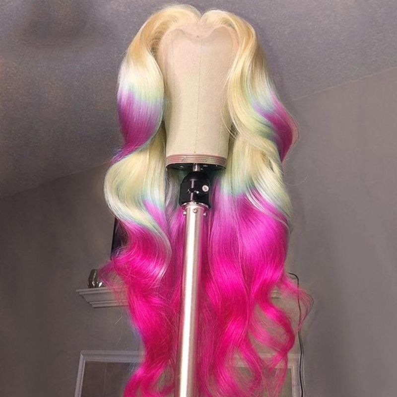 T613 Yellow Pink Red Green Purple Blue Wig Body Wave Lace Front Wig Virgin Lace Front Brazilian Human Hair Wigs for Women Omber Lace Wig 30 Inches