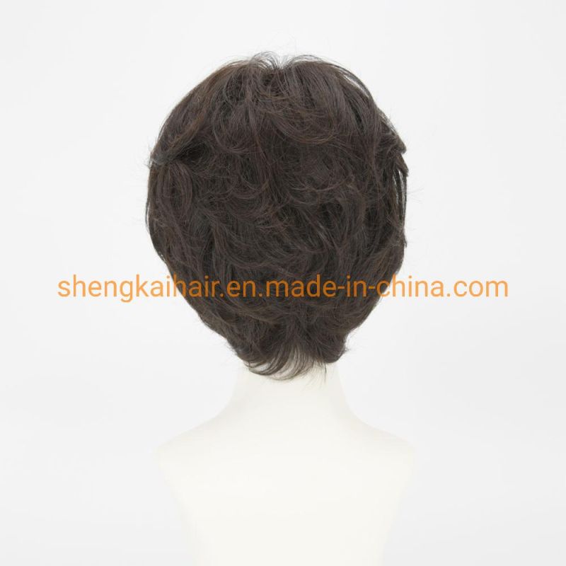 Wholesale Premium Quality Full Handtied Black Color Short Style Synthetic Hair Wigs for Women 529