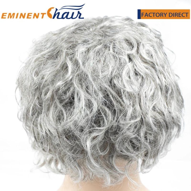 Custom French Lace with PU Perimeter Wig Synthetic Grey