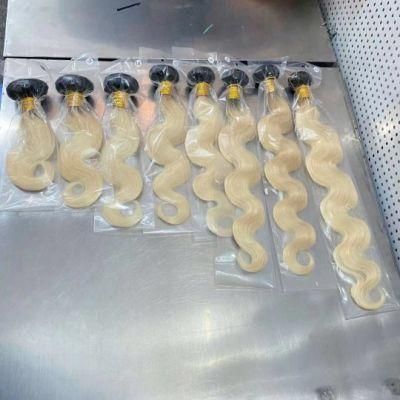 Black Root 1b/613 Blonde Hair Bundles with Closure Blond Hair Extension Bundles Human Hair Virgin Blonde Hair