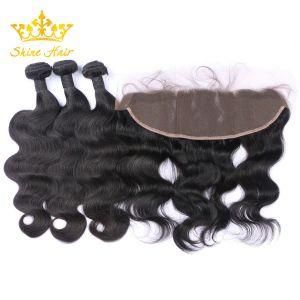 Human Virgin Brazilian Hair of 100% Human Bundle with Body Wave 1b Natural Color Weft