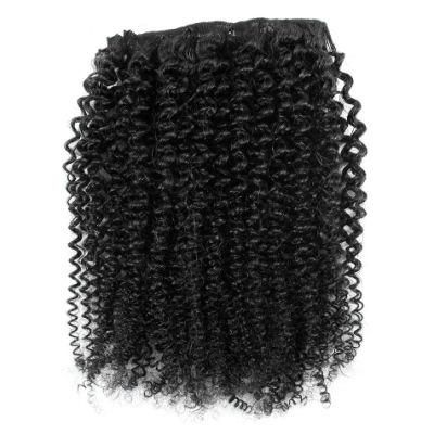Kinky Curly Human Hair Extensions Natural Black Remy Hair 7PCS/Set