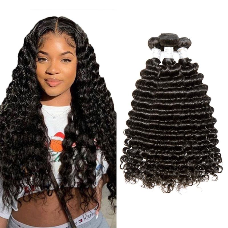 Kbeth Supplier Deep Wave Brazilian Hair Weave Bundles 100% Human Hair Wave Natural Thick Remy Hair Bundle Extensions