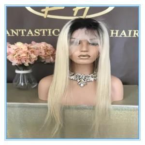 High Quality Hot Sales #1b/613 Blond with Drak Root Omber Color Straight Human Hair Lace Wigs with Factory Price Wig-048