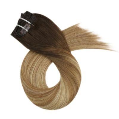 Clip in Hair Extensions 10-24 Inch Machine Remy Human Hair Brazilian Doule Weft Full Head Set Straight 7PCS 100g (10Inch Color 4-6-24)