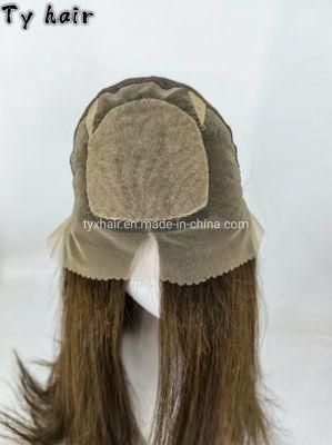 Piano Color #4 / 2716 Inch 4 X 4 Inch Silk Base Top Wig with Full Lace Hand Tied Wig for White Women Remy Virgin Chinese Hair