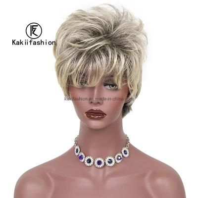 Cheap Hot Selling Short Blonde Heat Synthetic Resistant Hair Wigs for Black Women