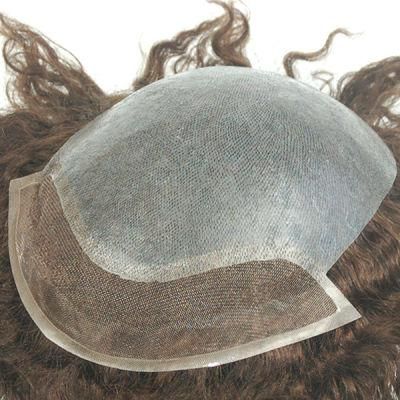 Ljc1561: Human Hair Super Thin Skin with 1&quot; Lace Front Small Curly Toupee