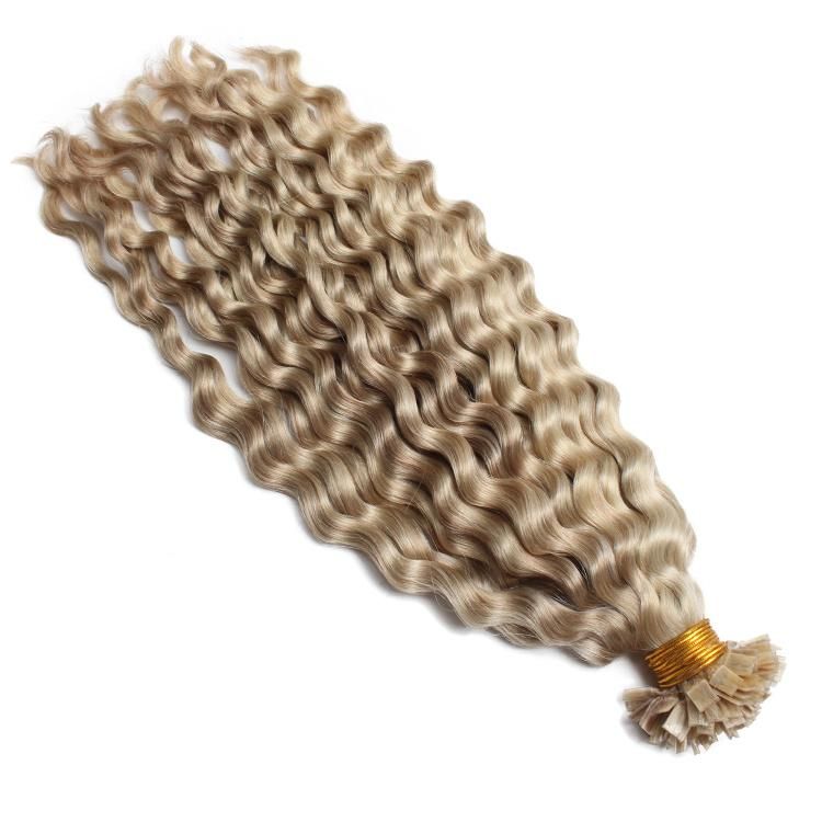 Unprocessed Remy Virgin Human Hair Double Drawn Deep Wave Flat Tip Hair Extensions