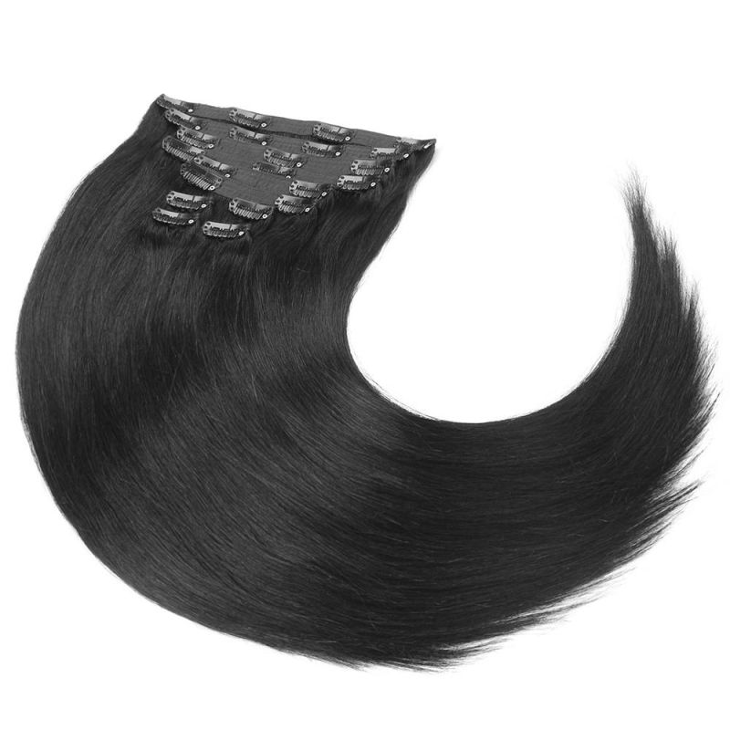 220g 10piece 1# Double Drawn Remy Hair Seamless Clip in Hair Extensions