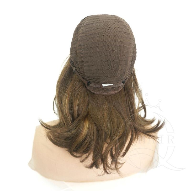 Brown Color Add Highlight Color Silk Top Kosher Wig Jewish Wig Customized Lace Top Wig