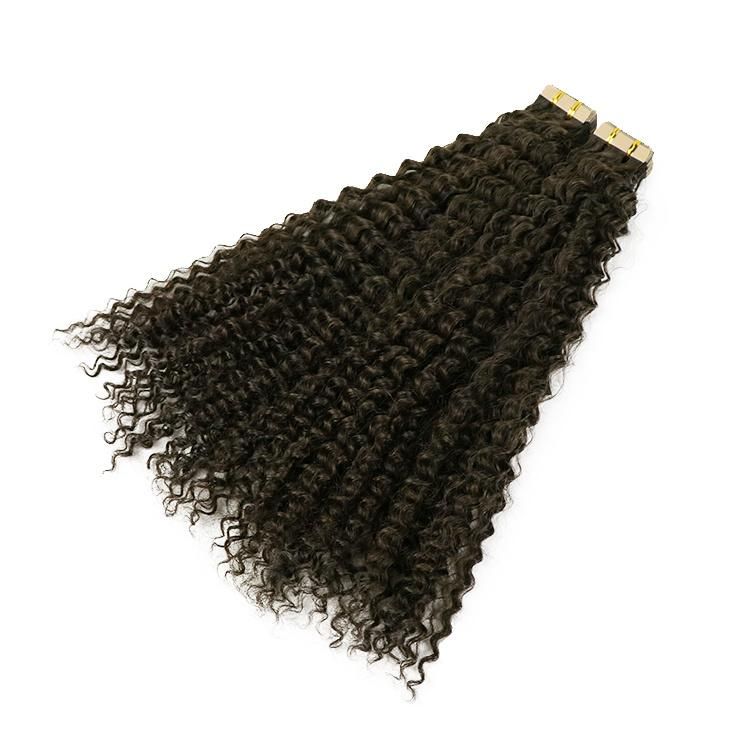 Double Drawn 100% Virgin Brazilian Human Hair Deep Wavy Tape in Hair Extension