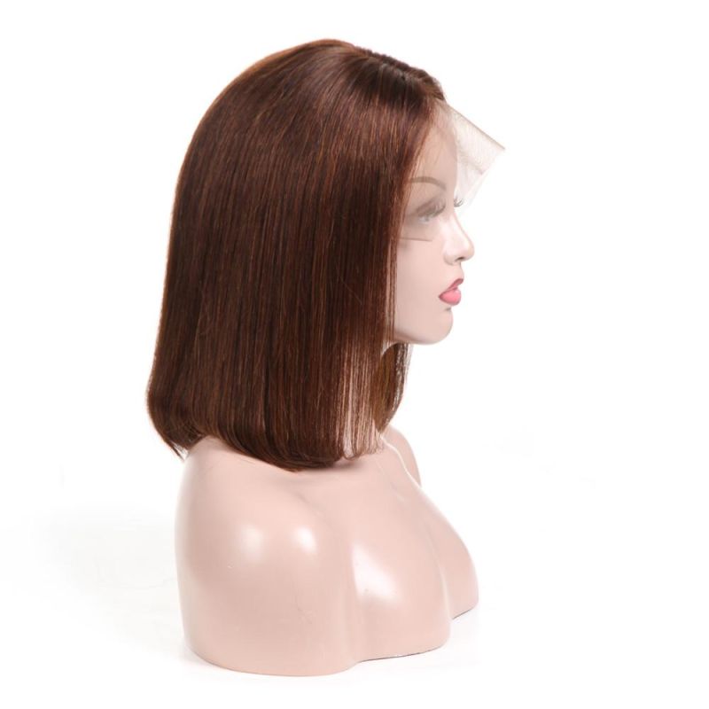 Dark Brown Color Lace Frontal Human Hair Bob Wigs