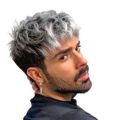 Kbeth Human Hair Wigs for Mens in European and American Silver Gray Short Custom Grey Remy Virgin Sets Fluffy Mens Hair Closure Wig Wholesale