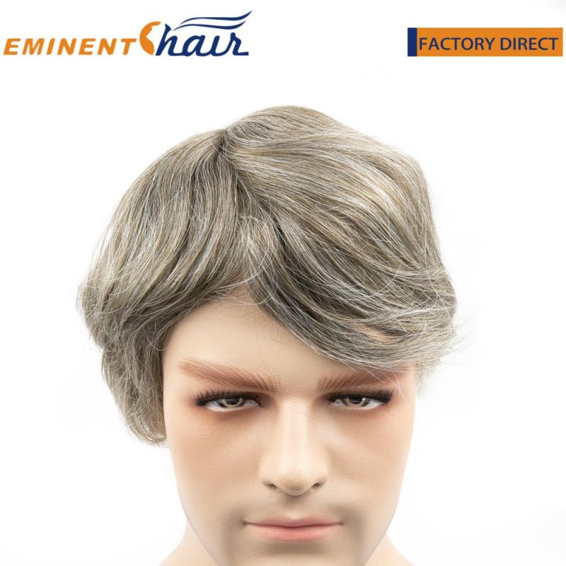 2022 Pouplar Men′s Toupee Fine Mono with PU Coated Hair System