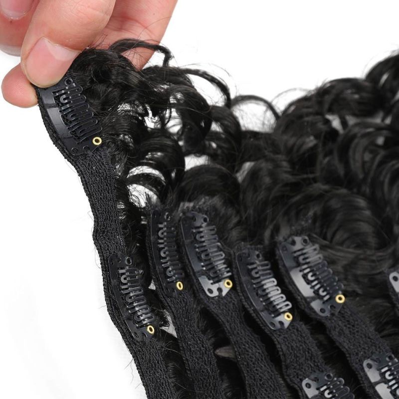 Synthetic Deep Wave Clips in Hair Extensions