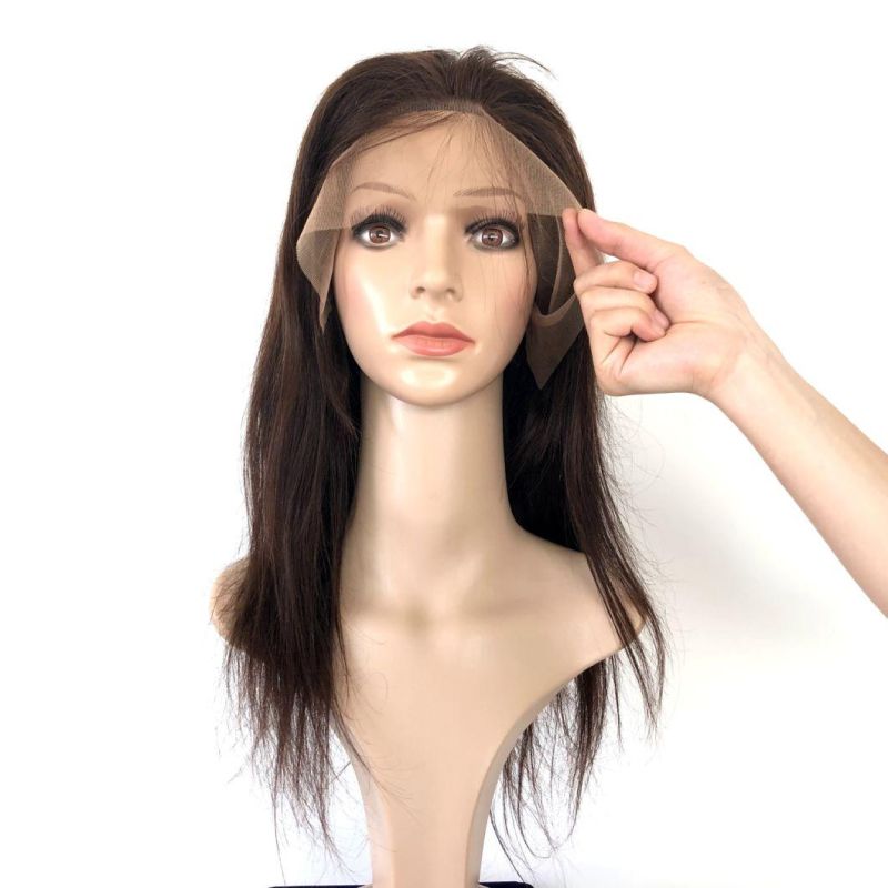 100% Human Hair Straight Brazilian Virgin Hair Front Lace Wig