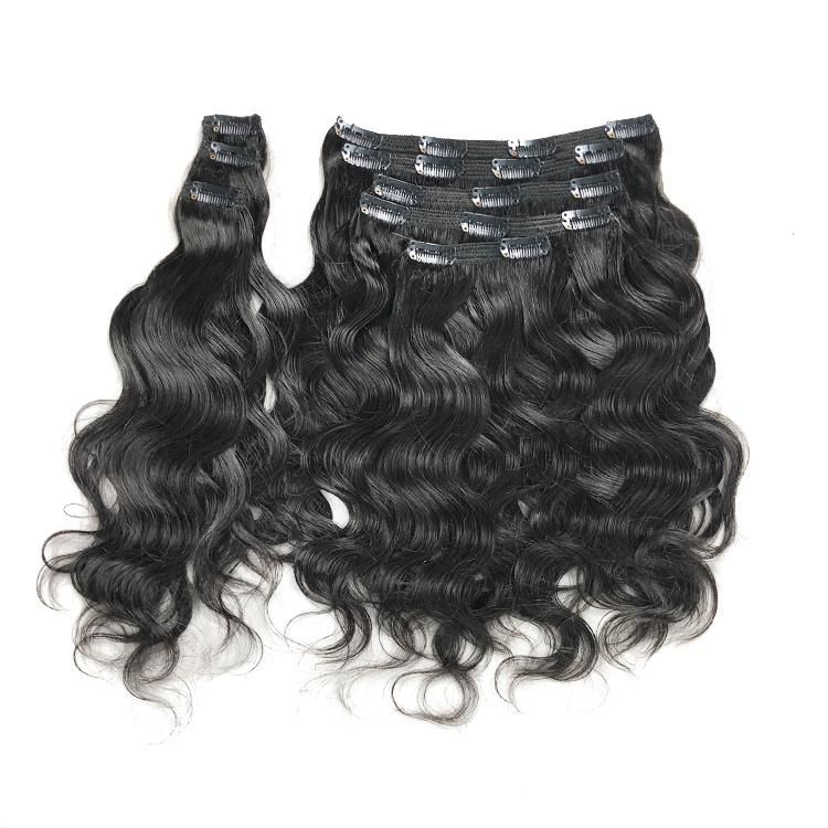 8PCS/Set Wholesale Virgin Remy Hair Natural Curly Wavy Clip in Hair Extensions #1