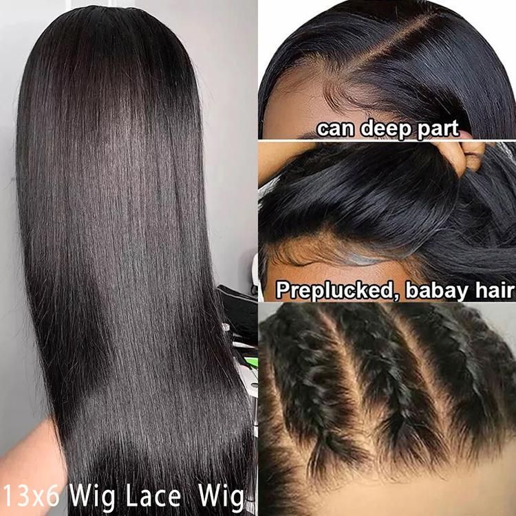 100% Virgin Human Hair Wigs Brazilian Pre Plucked Transparent HD Lace Front Wig Bone Straight Human Hair Wig