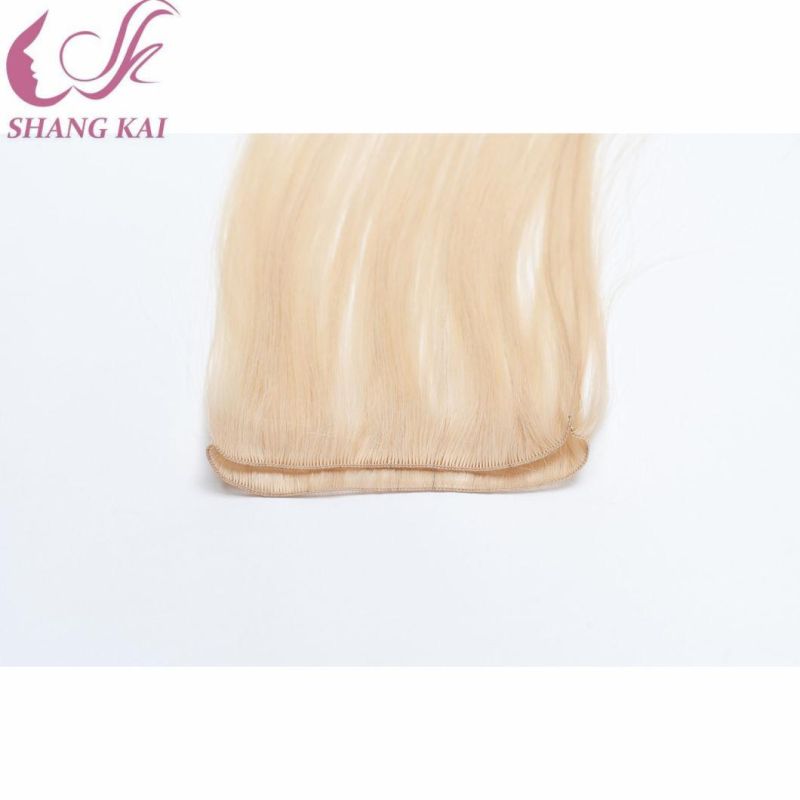 Double Drawn 100% Russian Virgin Remy Hair Extensions Hand Tied Weft Ponytail Hair